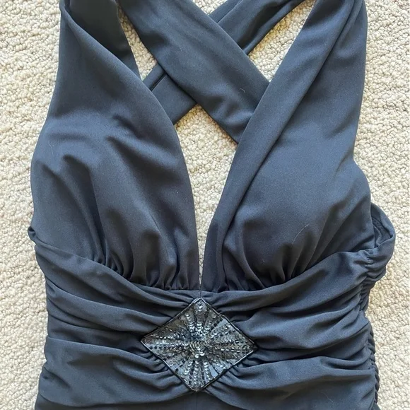 White House Black Market cross back halter cocktail dress - Picture 3 of 8